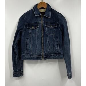 Banana Republic Denim‎ Full Zip Pocket Sherpa Lined Jacket Size XS